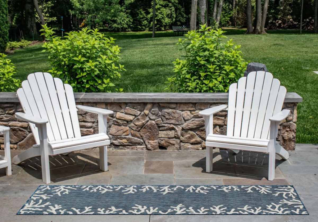 Miami Coral Navy Indoor/Outdoor Rug - 2 x 8