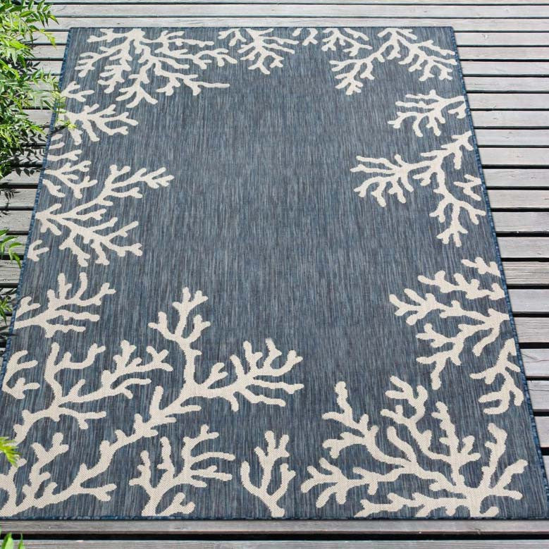 Miami Coral Navy Indoor/Outdoor Rug - 3 x 5