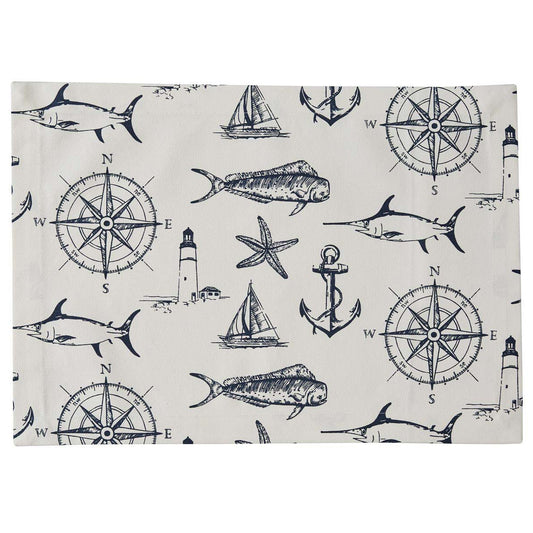 Nautical Navigator White Table Linens