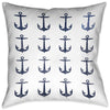 Navy and Coral Blocks Sailboat Pillow