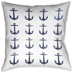 Navy and Coral Blocks Sailboat Pillow