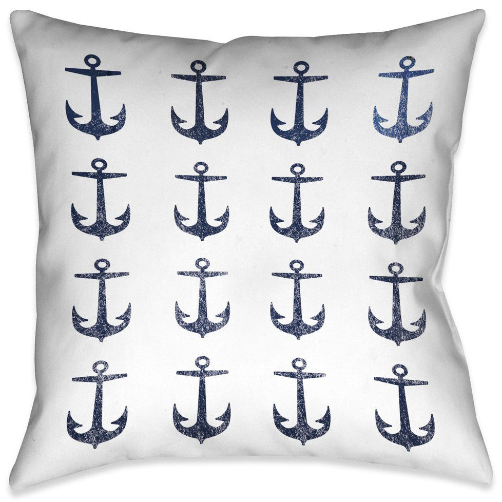 Navy and Coral Blocks Sailboat Pillow