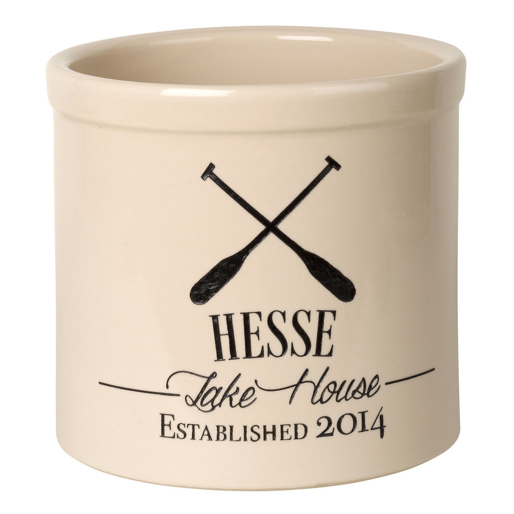 Oar Lake House Personalized Crock - Black