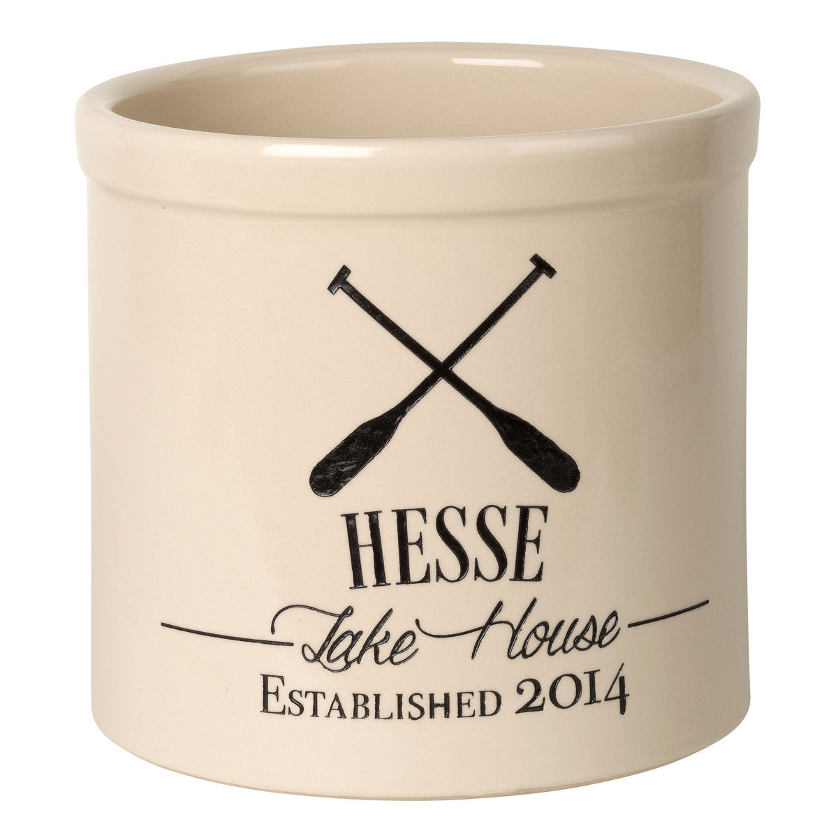 Oar Lake House Personalized Crock - Black