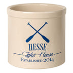 Oar Lake House Personalized Crock - Dark Blue