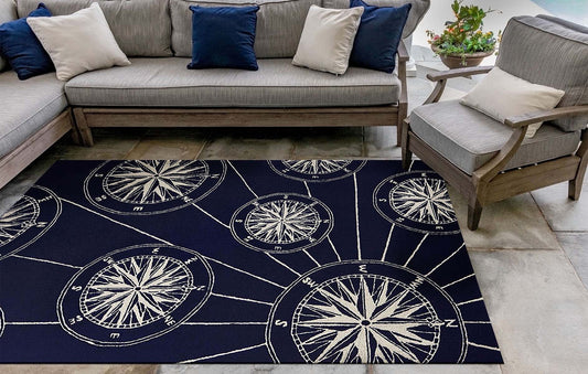 Ocean Explorer Navy Compass Rug Collection