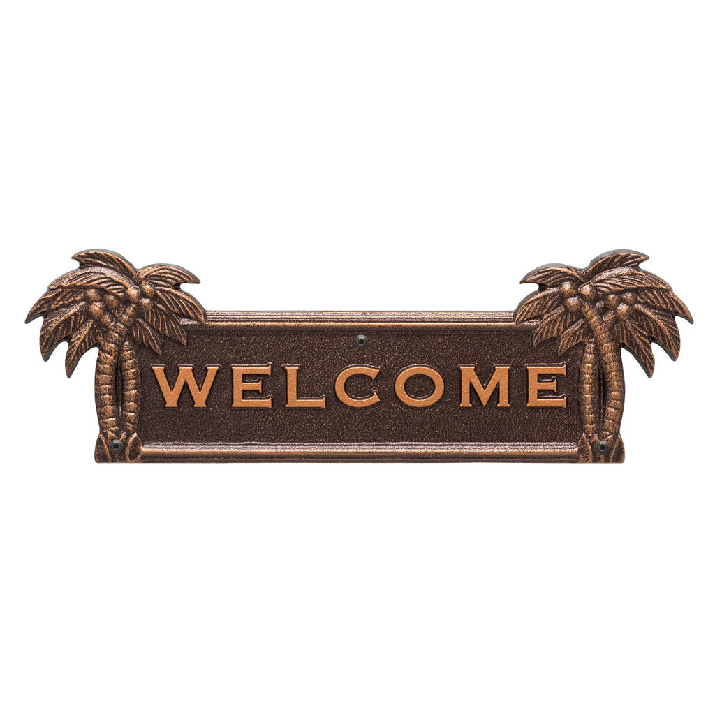 Palm Tree Welcome Plaque - Antique Copper