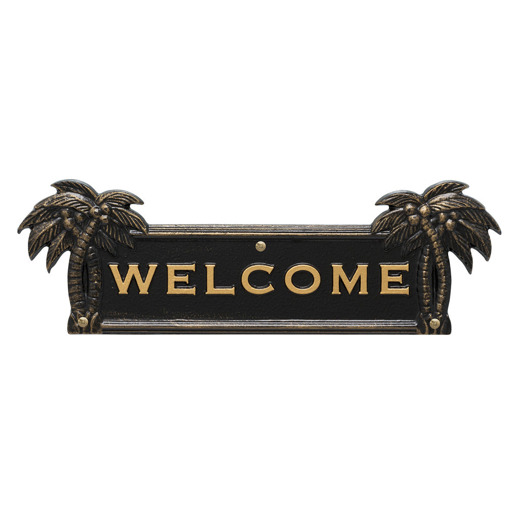 Palm Tree Welcome Plaque - Black and Gold