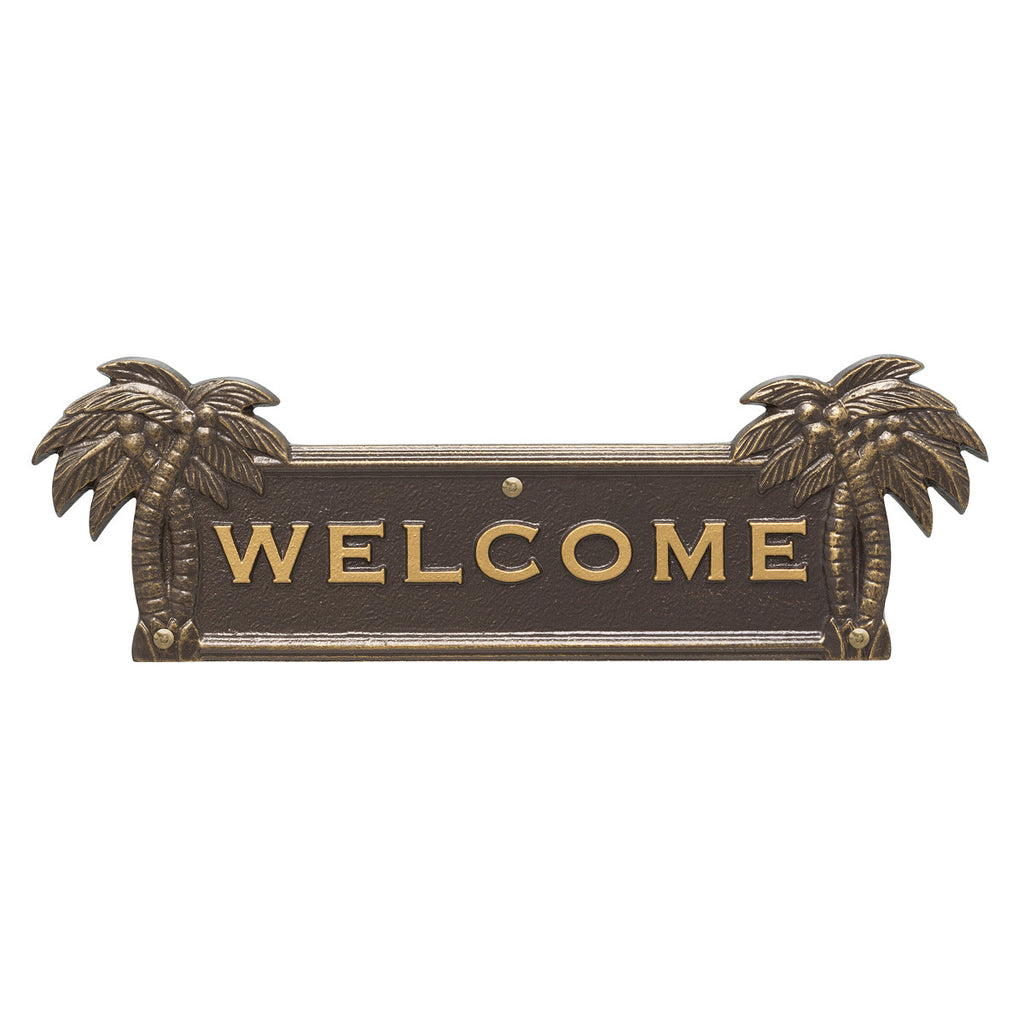 Palm Tree Welcome Plaque - Bronze and Gold