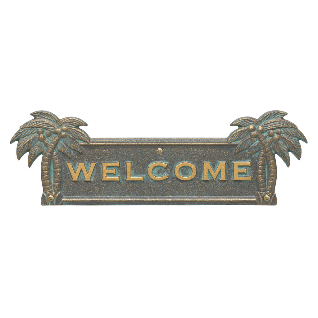 Palm Tree Welcome Plaque - Bronze Verdigris