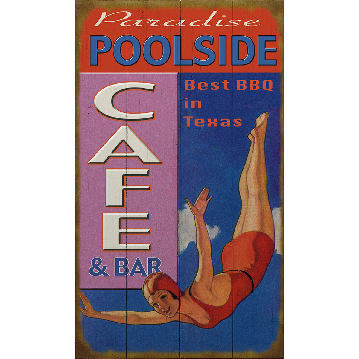 Poolside Cafe Personalized Sign - 14 x 24