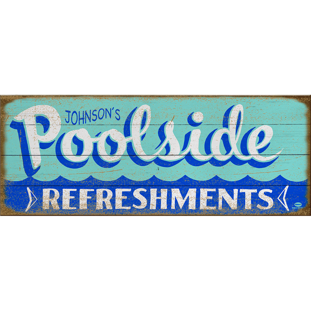 Poolside Refreshments Personalized Sign - 36 x 14