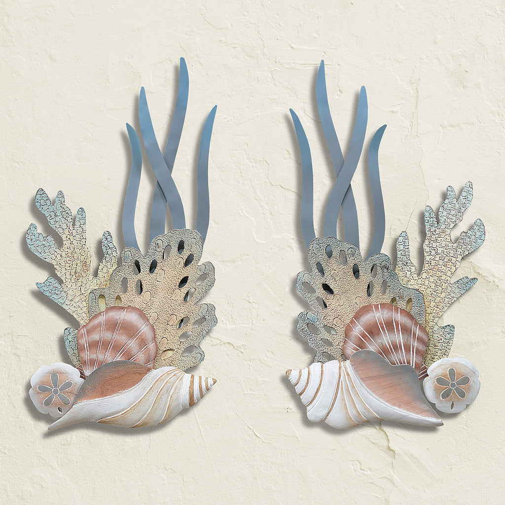 Reef & Shell Cluster Wood Wall Art - Facing Left