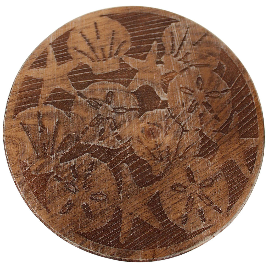 Round Wood Shells Drink Table