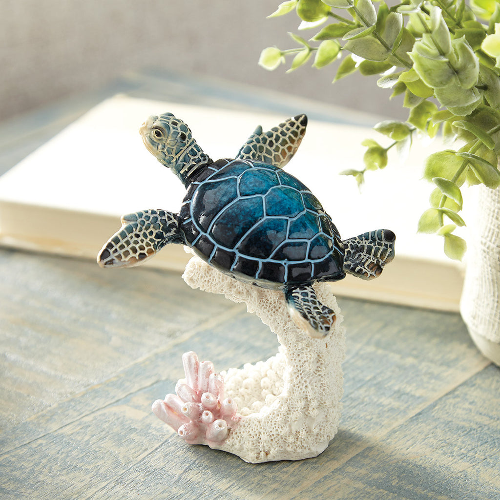 Sea Turtle & Coral Sculpture