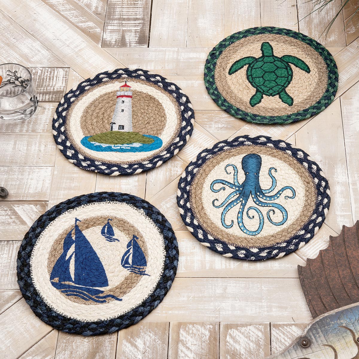 Seven Seas Sailboats Braided Trivet - Set of 3