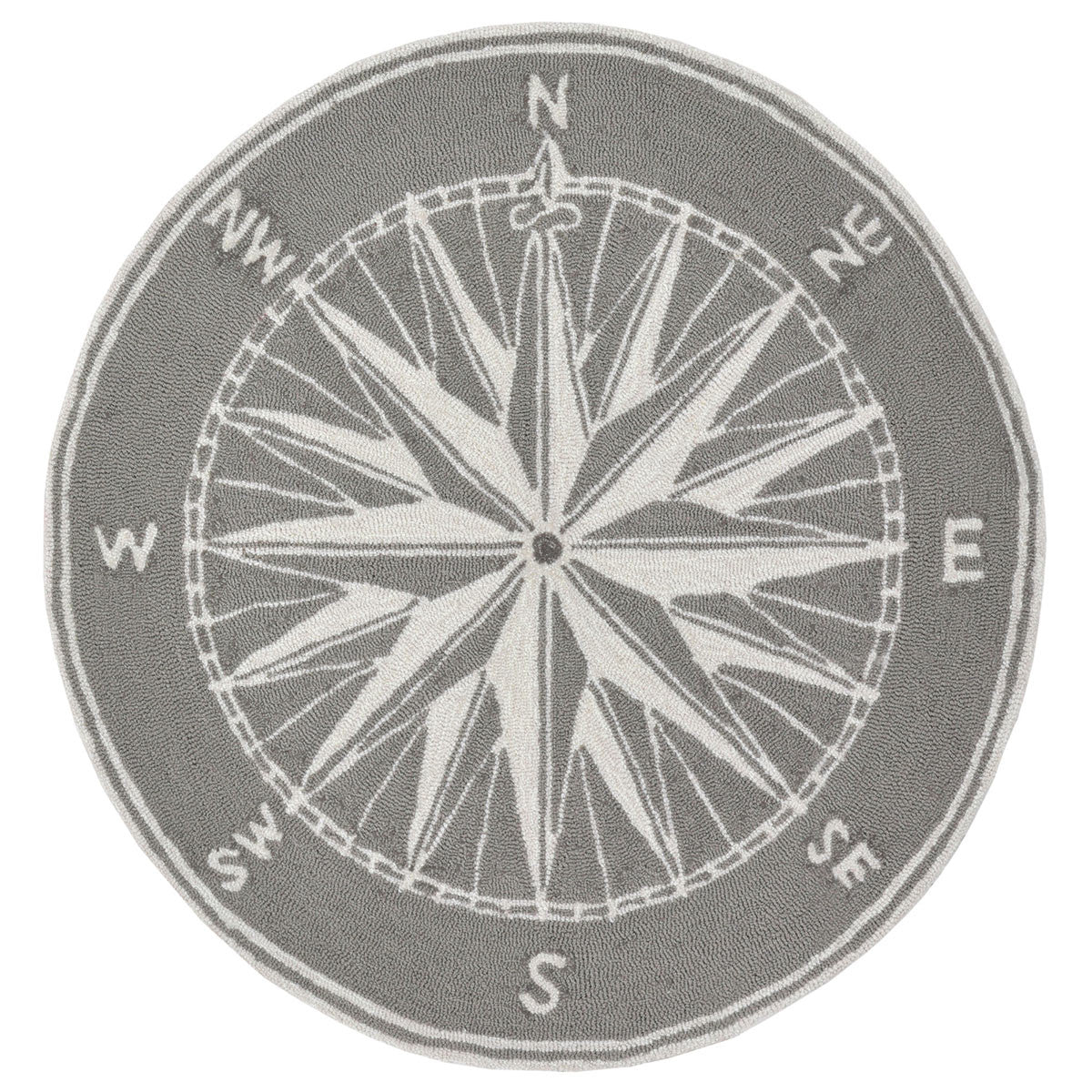 Skipper's Compass Gray Indoor/Outdoor Rug - 5 Ft. Round