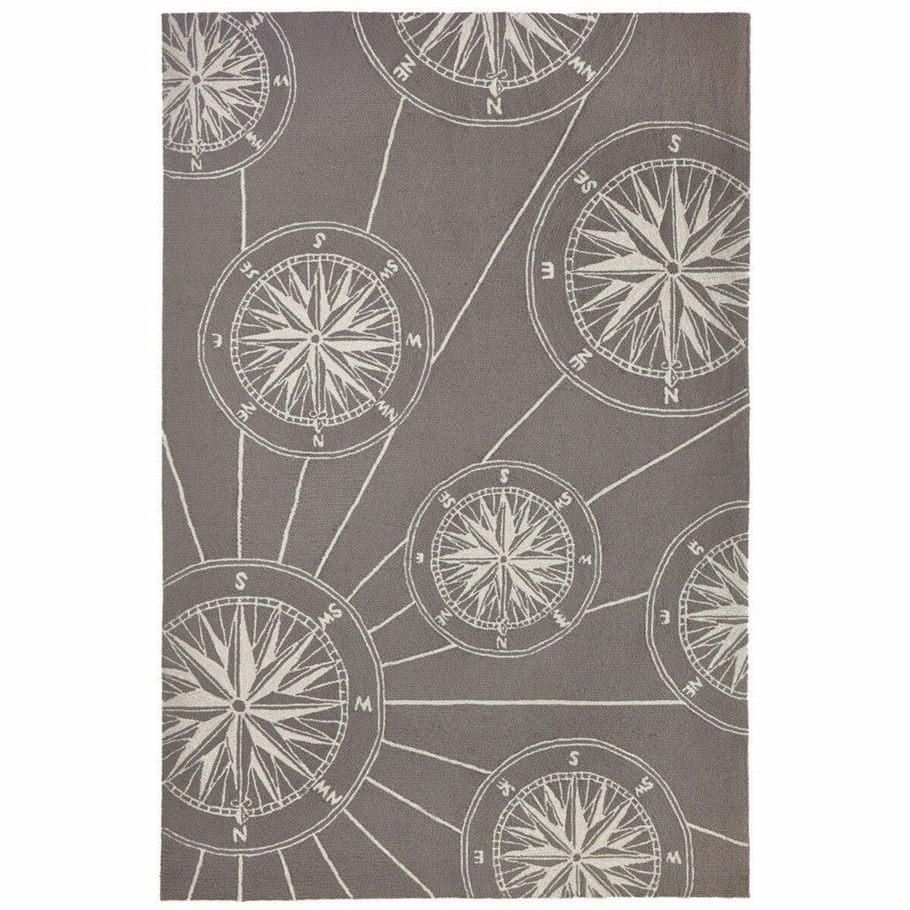 Skipper's Compass Gray Indoor/Outdoor Rugs
