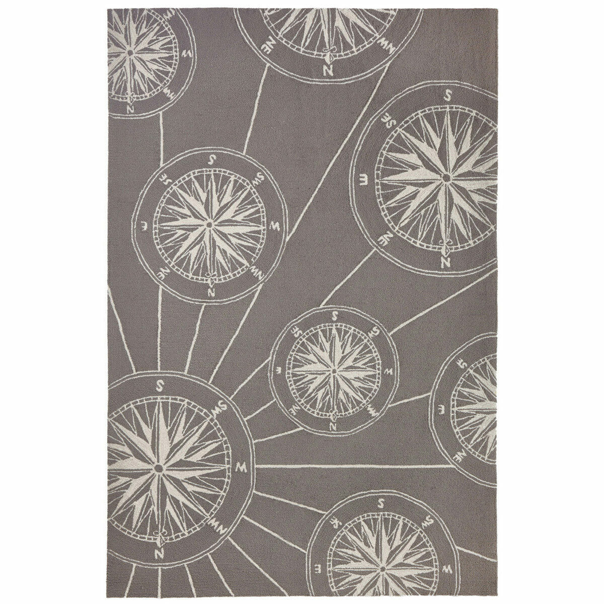 Skipper's Compass Gray Indoor/Outdoor Rugs