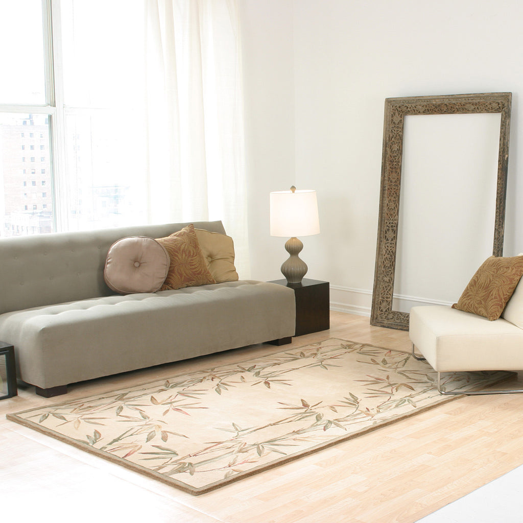 Sparta Ivory Bamboo Double Border Rug - 4 x 6