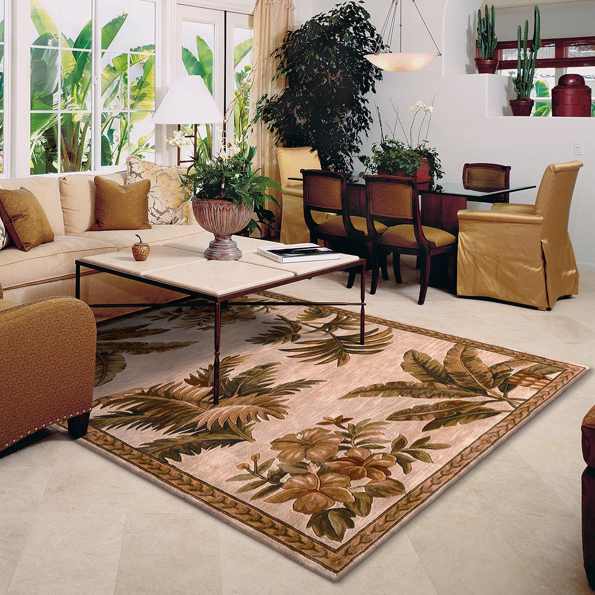 Sparta Ivory Tropical Oasis Rug - 4 x 6