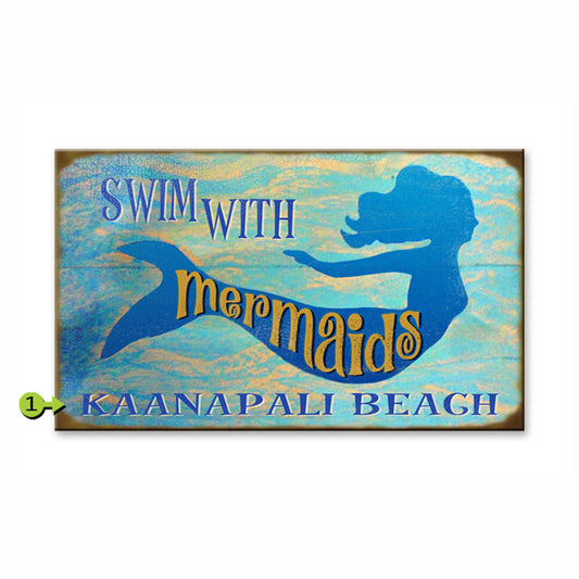 Swim with Mermaids Personalized Signs