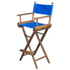 Teak Captain's Chair with Blue Seat Covers