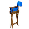 Teak Director's Chair with Blue Seat Covers