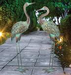 Verdigris Crane Solar Garden Statue - Down