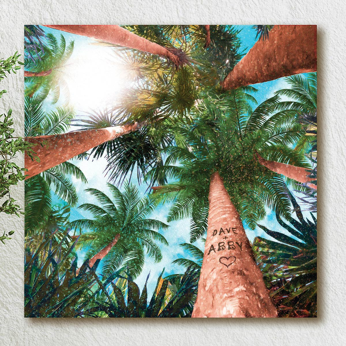 Palm Canopy Personalized Stretched Canvas Art