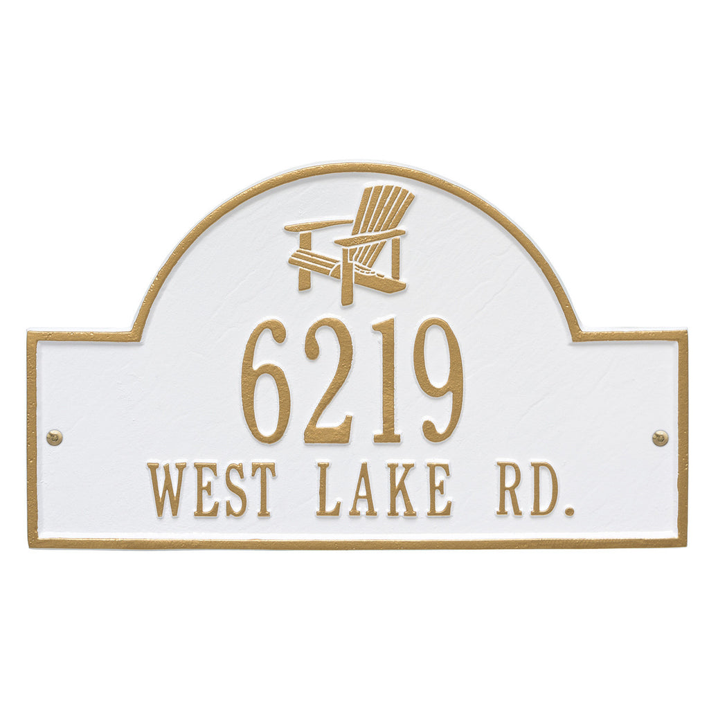White & Gold Personalized Adirondack Arch Plaque