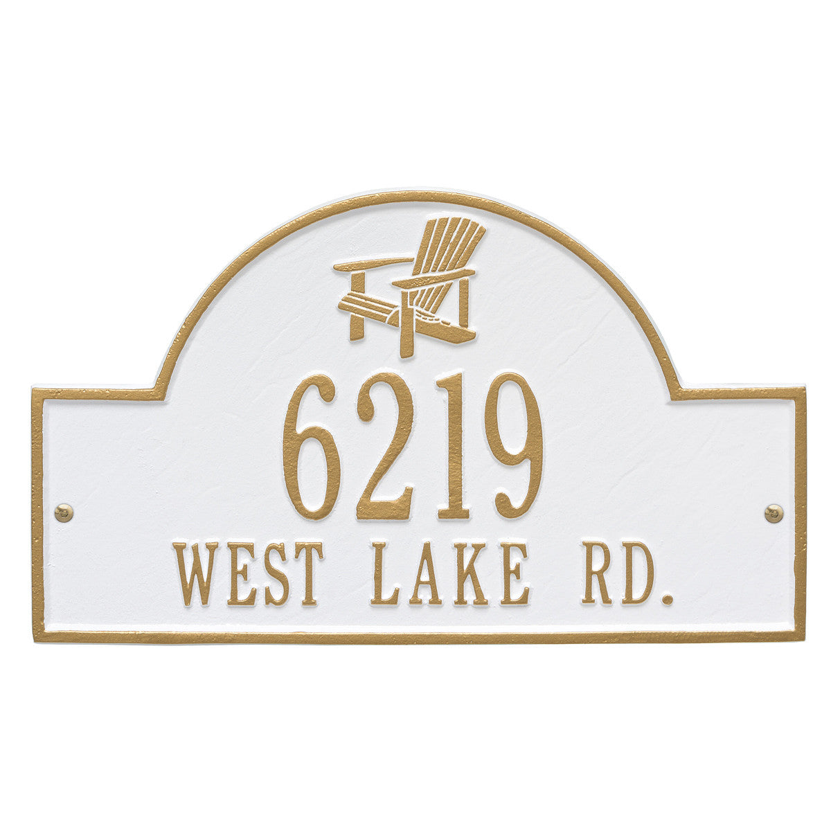 White & Gold Personalized Adirondack Arch Plaque