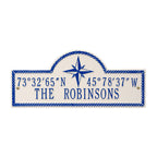 White & Navy Personalized Coordinates Plaque