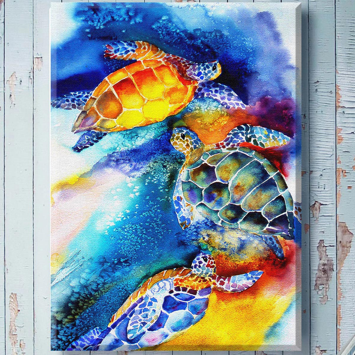 Tortoise Trio Canvas Art | Bella Coastal Decor