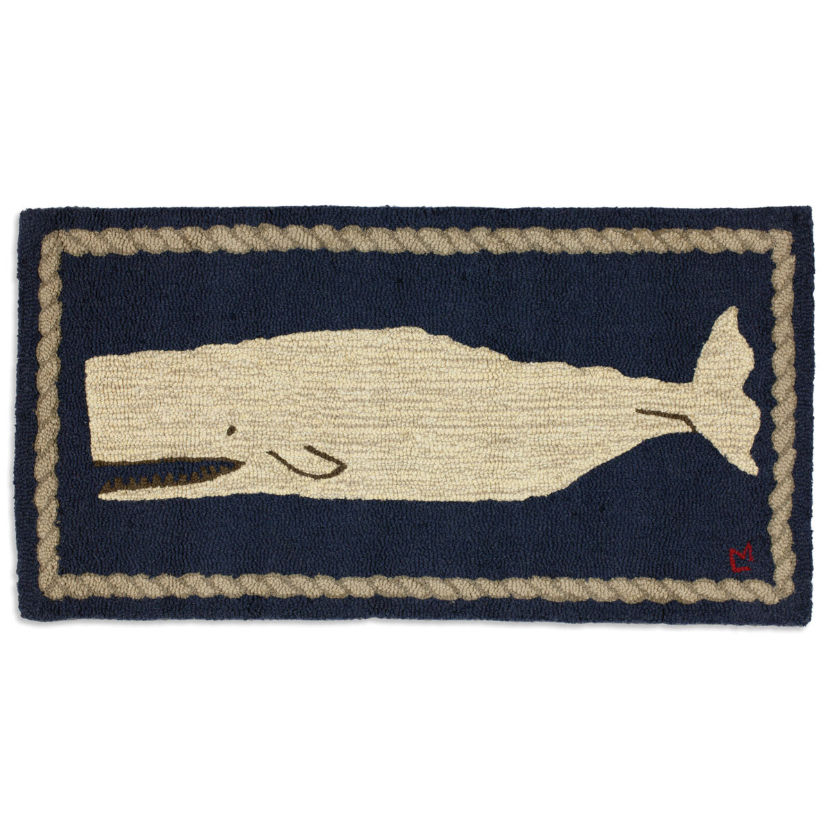 Gentle Giant Whale Hooked Wool Accent Rug | Bella Coastal Decor