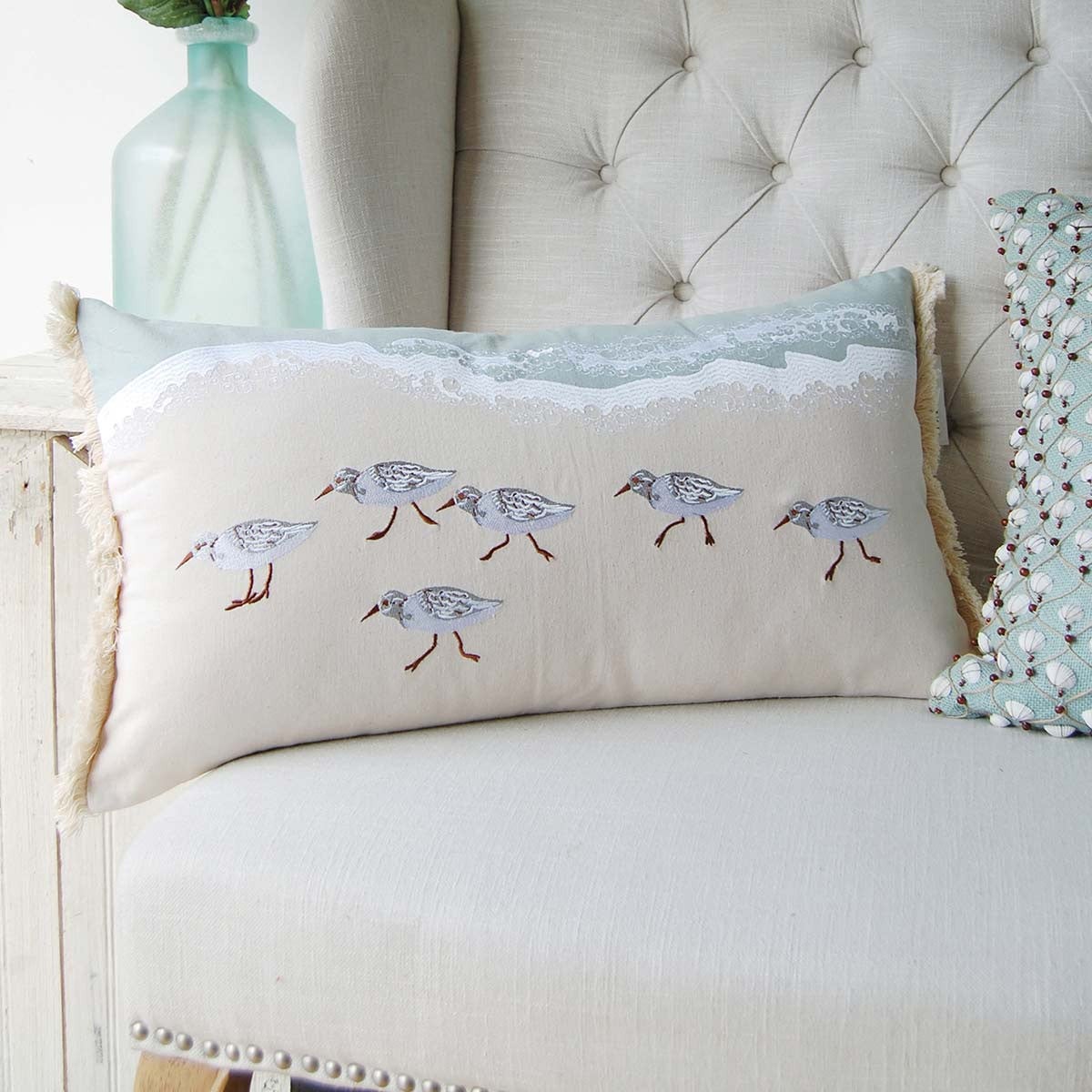 Beach Sandpipers Lumbar Pillow Bella Coastal Decor