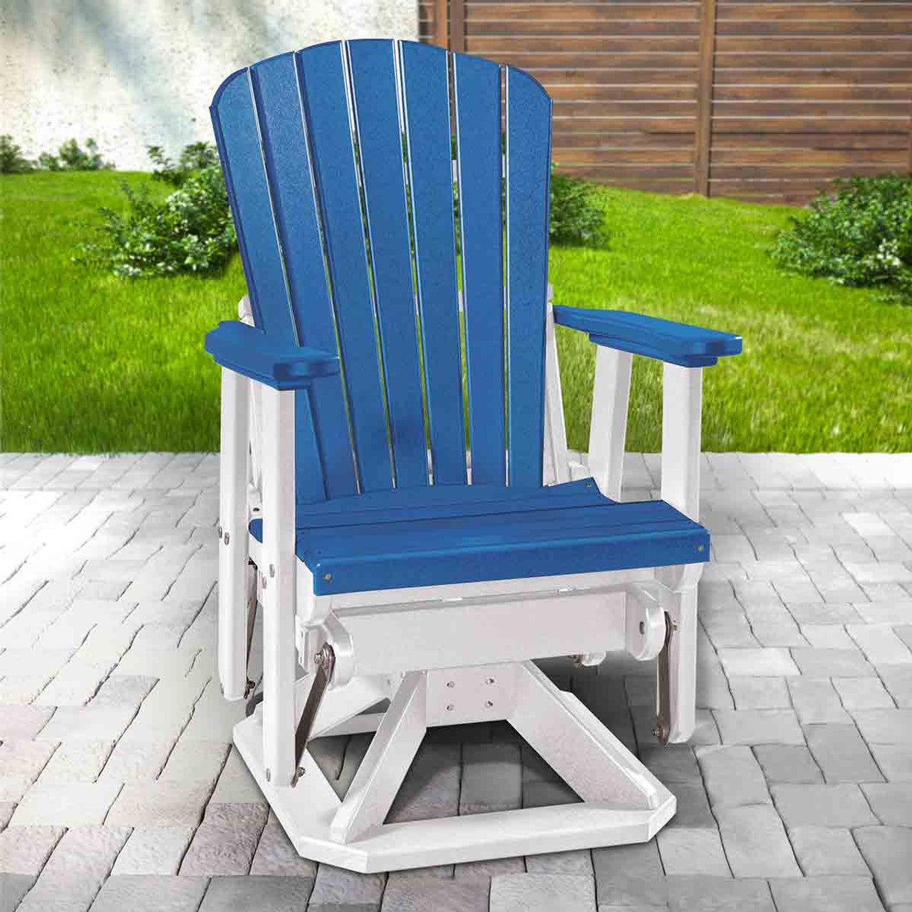 Bayside Adirondack Swivel Glider Blue White Bella Coastal Decor