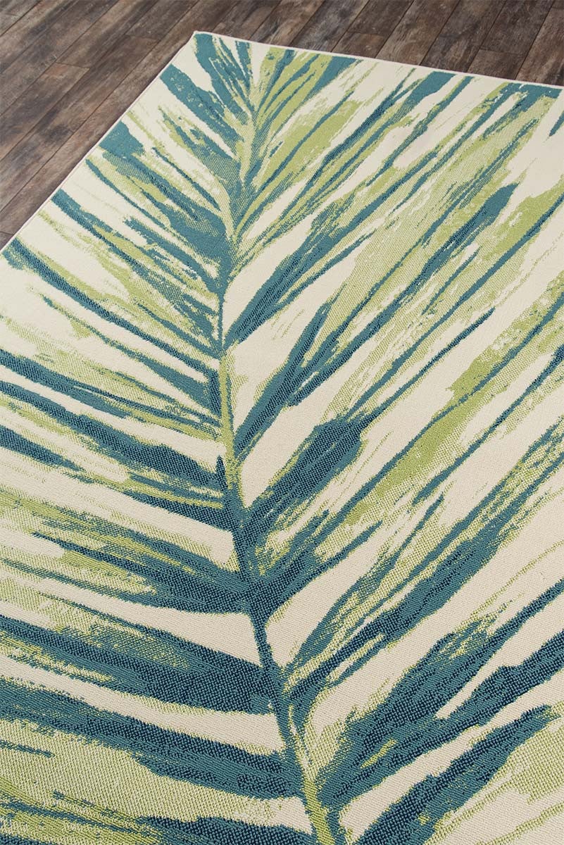 Aqua Breeze Palm Indoor/Outdoor Rug - 5 x 8 | Bella Coastal Decor
