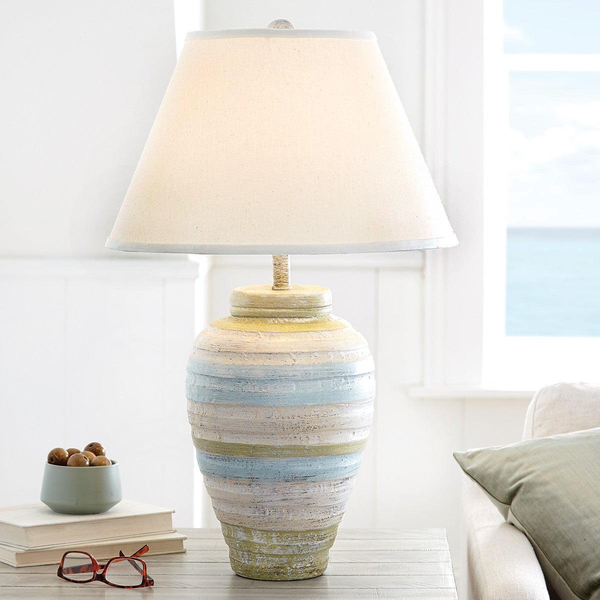 Cottage/Summer Small Pottery Table Lamp Bella Coastal Decor