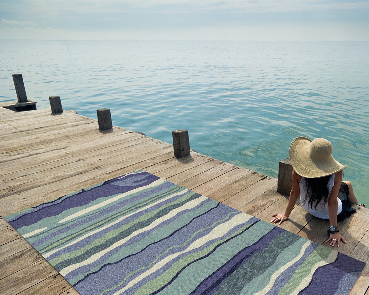 Rippling Waves Indoor/Outdoor Rug - 2 x 3 | Bella Coastal Decor