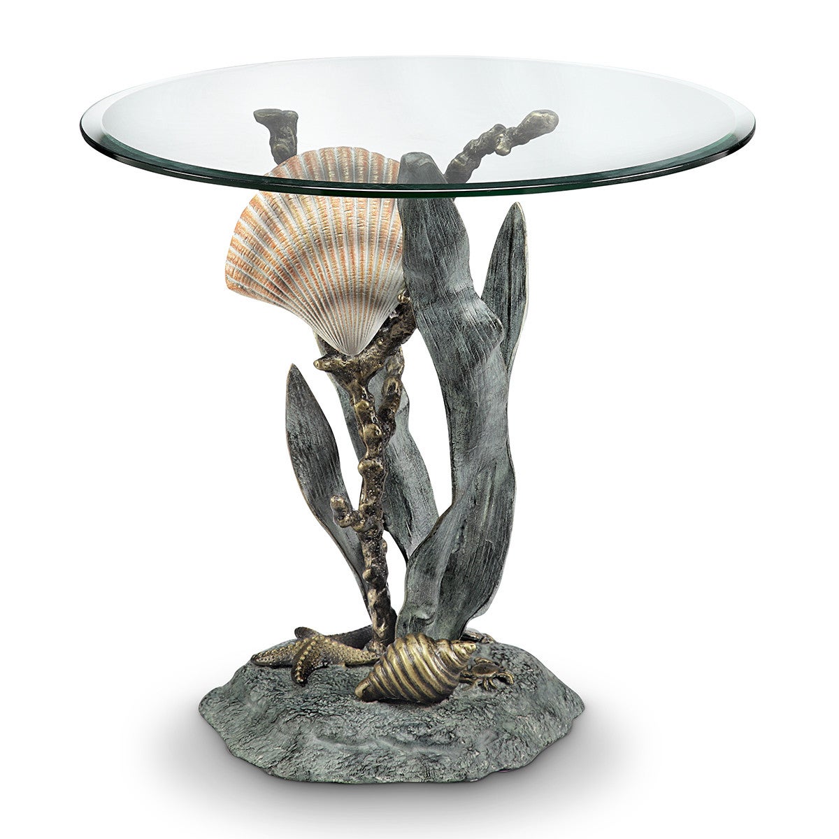 Nautical Tables: Shells & Seagrass End Table | Bella Coastal Decor