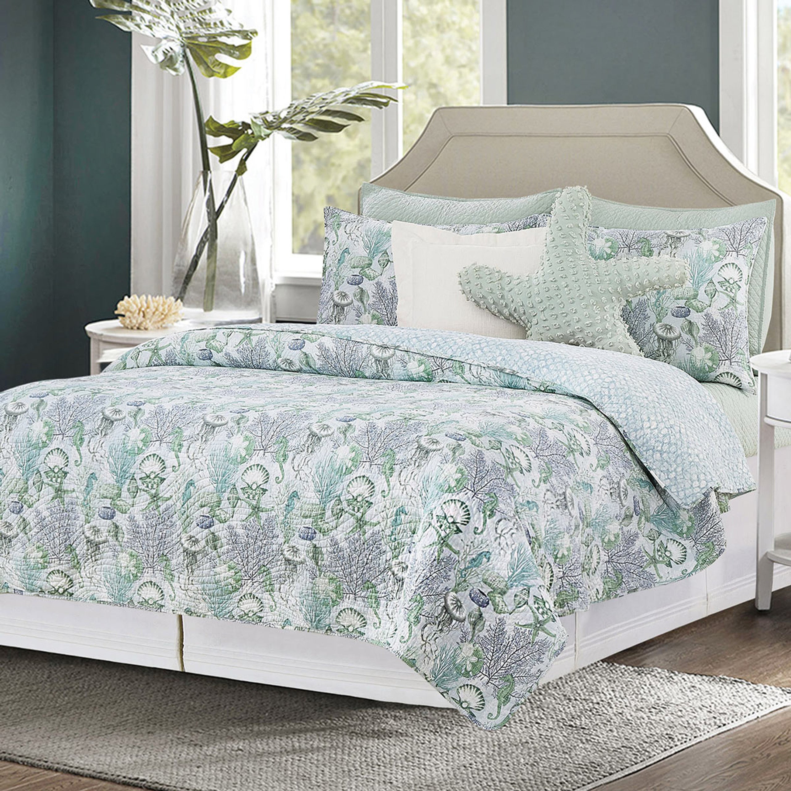 Seascape Coastal Quilt Bed Set King Bella Coastal Decor