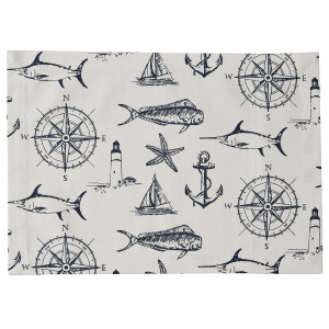 Nautical Navigator White Table Linens
