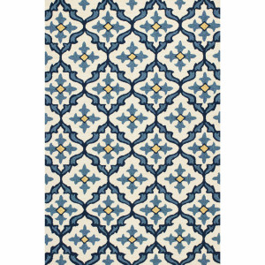 Harbor Ivory and Blue Mosaic Indoor/Outdoor Rugs