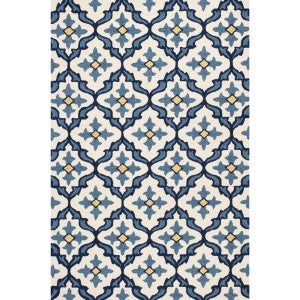 Harbor Ivory and Blue Mosaic Indoor/Outdoor Rugs