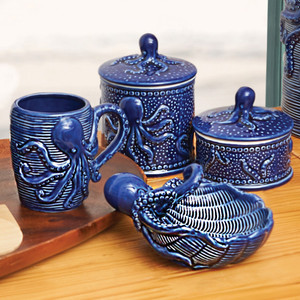 Blue Octopus Porcelain Accessories - CLEARANCE