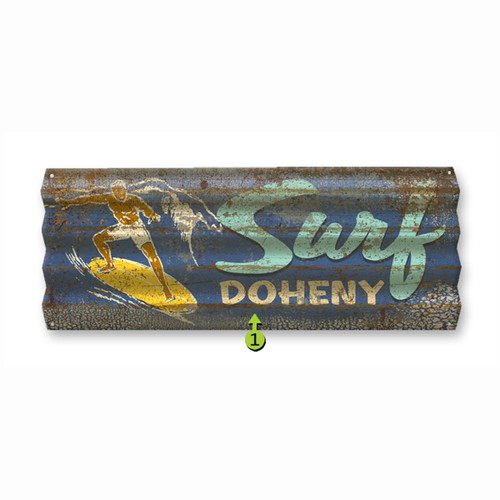 Surf Corrugated Metal Personalized Sign
