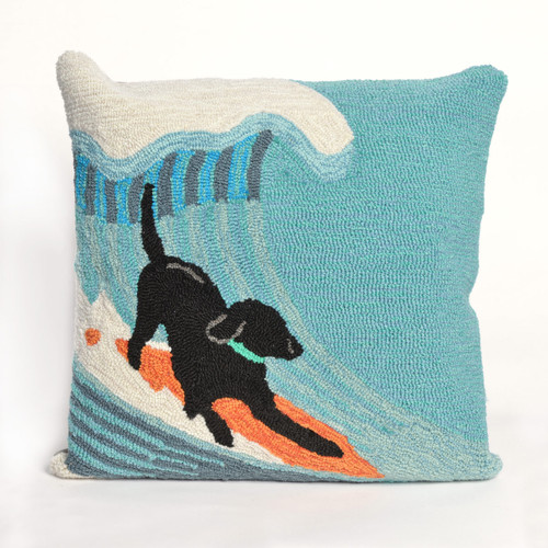 Surfing Dog Ocean Indoor/Outdoor Pillow