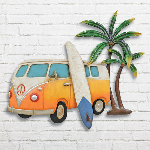 Surf's Up Beach Bus Metal Wall Art