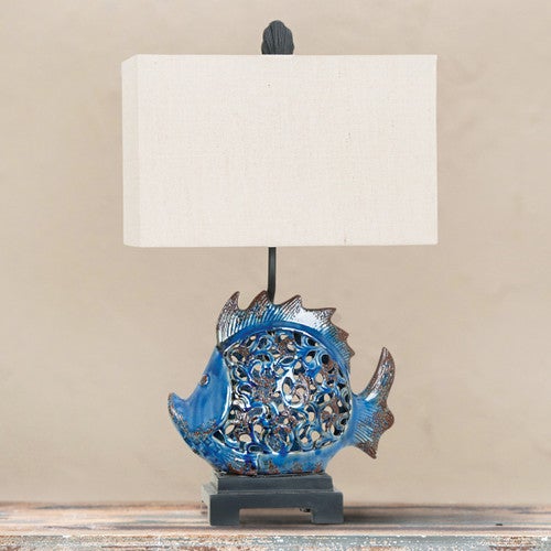 Swirly Blue Fish Table Lamp